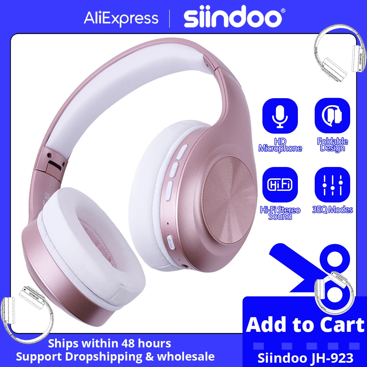 Siindoo JH-923 Foldable Bluetooth Headsets Wireless
